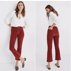 Madewell Cali Demi-Boot Jeans in Thin Corduroy Button-Front Edition Rust Red